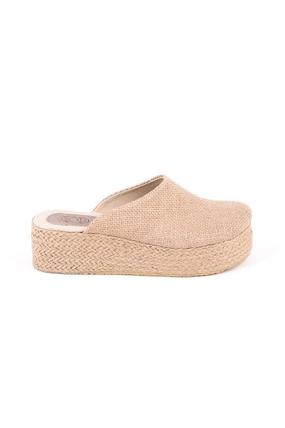 Star Tombis Real Handmade Platform Closed Toe Handmade Straw Linen 5cm Heel Sabo Slippers Handmade