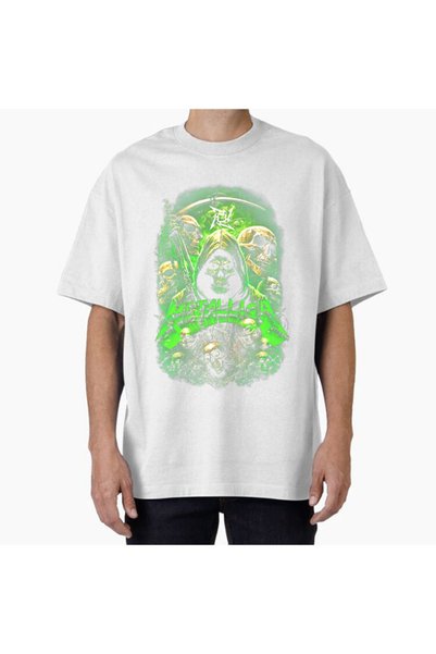 COMVİCHO Unisex Metallica35 Design Printed Oversize T-Shirt