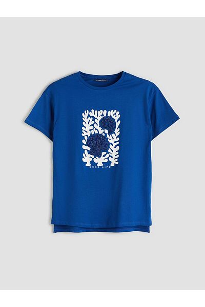 LC Waikiki Γυναικείο μπλουζάκι με στάμπα LCWAIKIKI Classic Crew Neck