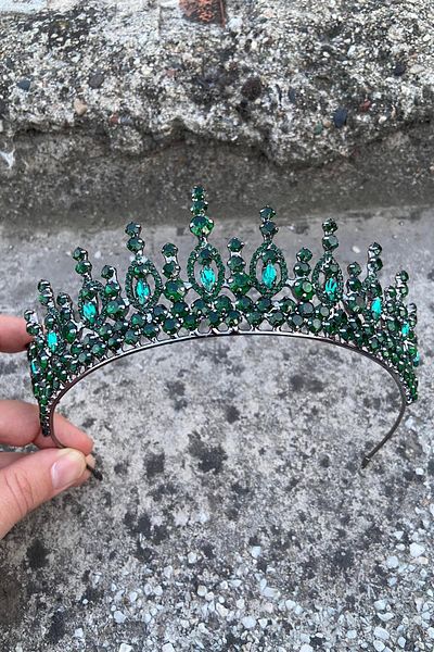 Hobigram Abrienda Green Bridal Henna Crown Special Occasion Accessory Women's Crown Hair Accessory – Crown, Crystal Stone