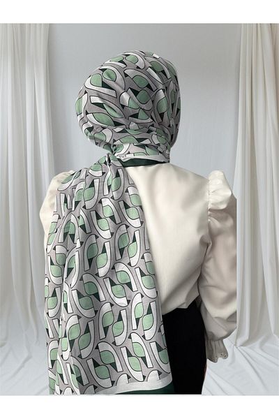 ESSLERA Geometric Patterned Green Gray Four Seasons Soft Shawl - Light and Comfortable Fabric