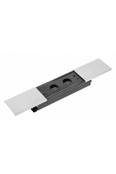 ANKRGRGTVN Built-in socket, 2 schuko sockets, USB A+C, RJ45 socket, HDMI, 1.5 m cable, magnetic cover, silver