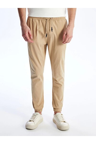 LC Waikiki Ανδρικό παντελόνι Jogger XSIDE Beige Slim Fit Gabardine