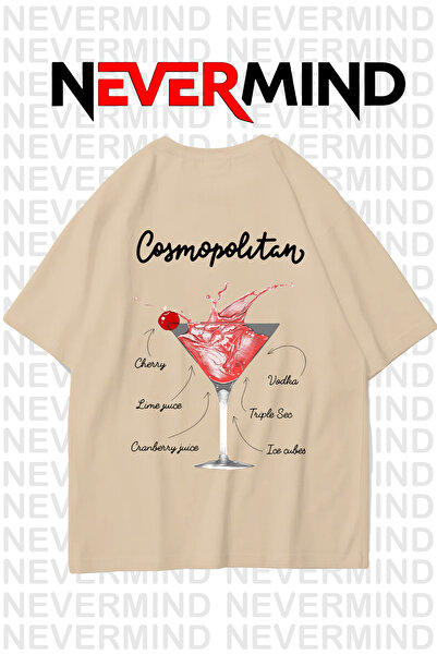 NEVERMIND Tricou din bumbac supradimensionat pentru femei - Model Cosmopolitan Cocktail
