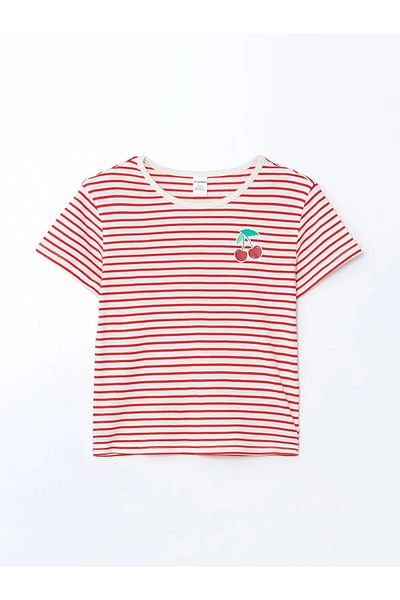 LC Waikiki Crew Neck Striped Girl's T-Shirt