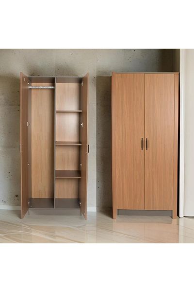 Generic Elite Wardrobe Cabinet with Storage White/Wood 80x54x200CM