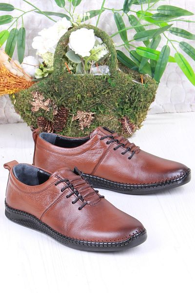 Mehmet Mete 425060 Soft Flexible Comfortable Rubber Laced Genuine Leather Men's Shoes