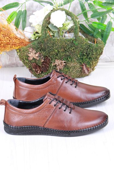 Mehmet Mete 425060 Soft Flexible Comfortable Rubber Laced Genuine Leather Men's Shoes