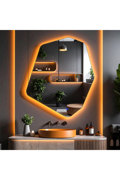 lumora mirror design Vortex Amber Led'li Lavabo & Banyo Aynası (Dokunmatik Se...