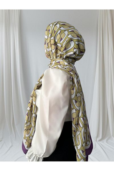 ESSLERA Geometric Patterned Oil Green Four Seasons Soft Shawl - Light and Comfortable Fabric