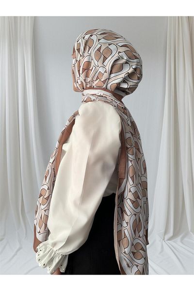 ESSLERA Geometric Patterned Milk Coffee Four Seasons Soft Shawl - Light and Comfortable Fabric