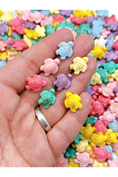 E.B EBRULİ BONCUK 14mm Renkli Kaplumbağa Ebruli Akrilik Boncuk (25 Adet)