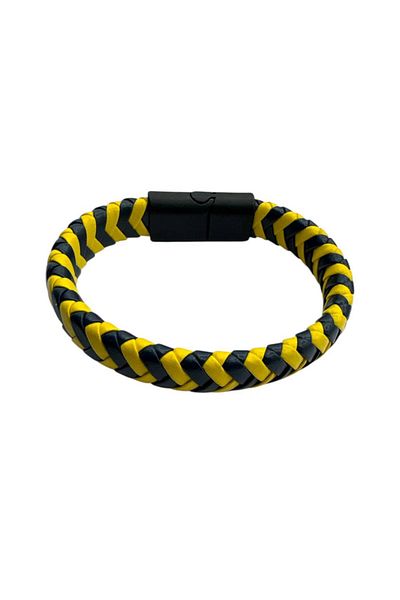 Herşey Nota Yellow Navy Blue Fan Braided Leather Bracelet – Unisex Adjustable Sports Bracelet Men Women