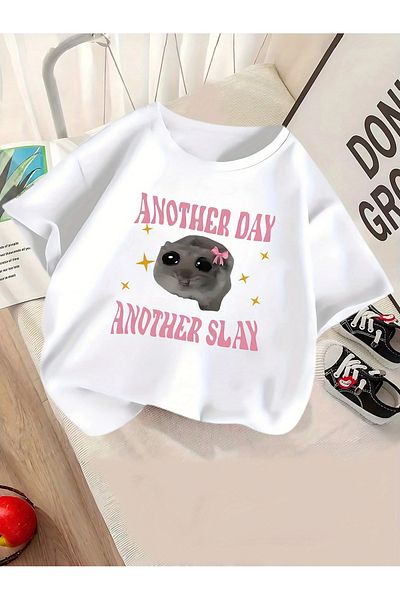 Massgai Unisex Another Day Slay Printed Oversize 100% Cotton T-Shirt
