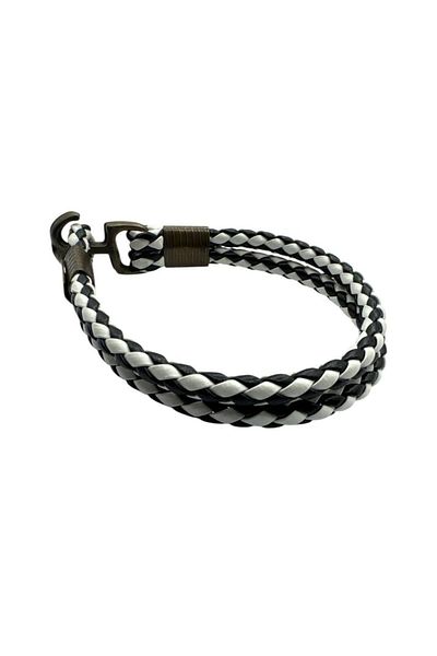 Herşey Nota Black White Leather Fan Bracelet – Unisex Adjustable Sports Bracelet Men Women