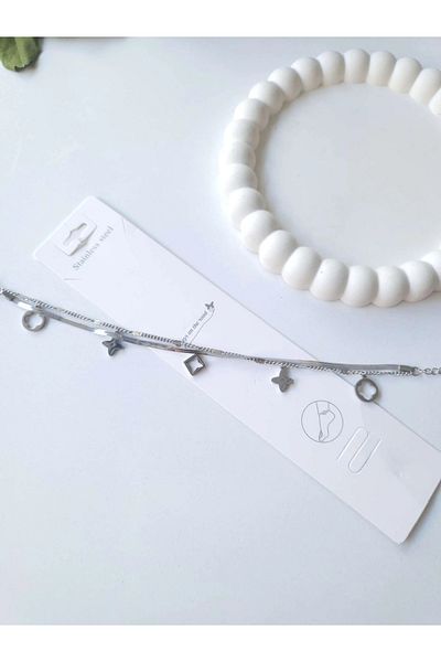 1881 STORE Steel Silver 2-Piece Anklet