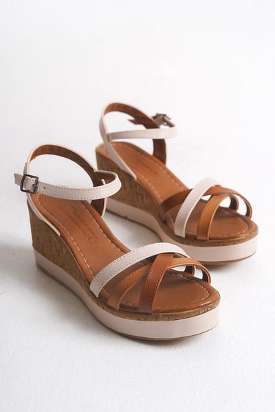 Shoesers Women's Special Design Asymmetrical Strap Casual Wedge Heeled Shoes, Elegant Sandals