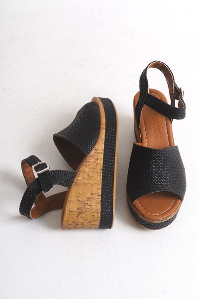 Shoesers Women's Special Straw Design Single Strap Wedge Heeled Shoes, Casual Sandals