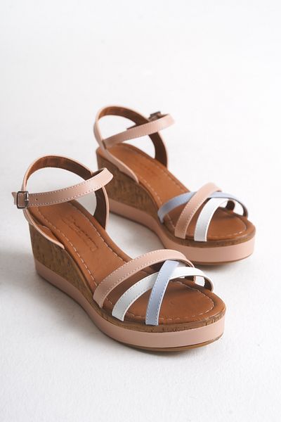 Shoesers Women's Special Design Asymmetrical Strap Casual Wedge Heeled Shoes, Elegant Sandals