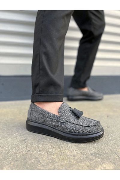 Joy Ayakkabı Komen Jy154 Blaze Laceless Tasseled Linen Men's Casual Sports Classic Shoes Kst - Gray