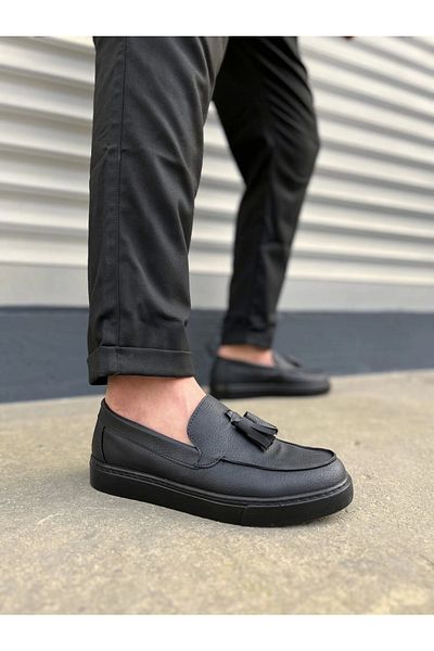 Joy Ayakkabı Komen Jy153 Bloom Laceless Tassel Skin Men's Casual Sports Classic Shoes Cst - Black