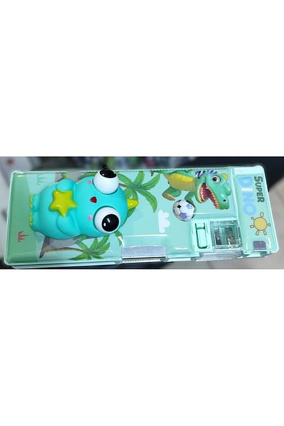 ada çanta kırtasiye Pencil Case with Sharpener Sukuşi Dinosaur Figure with 3 Compartments Lid