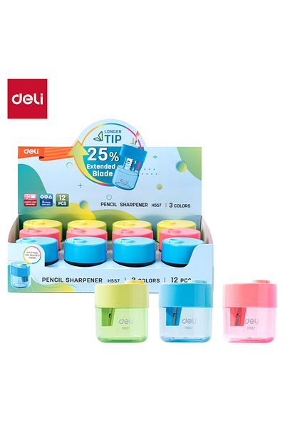 Deli Deli EH557 Pencil Sharpener, 48×48×55.3mm, 12PCS – For School, Home & Office Use