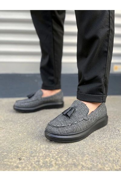 Joy Ayakkabı Komen Jy154 Blaze Laceless Tasseled Linen Men's Casual Sports Classic Shoes Kst - Gray