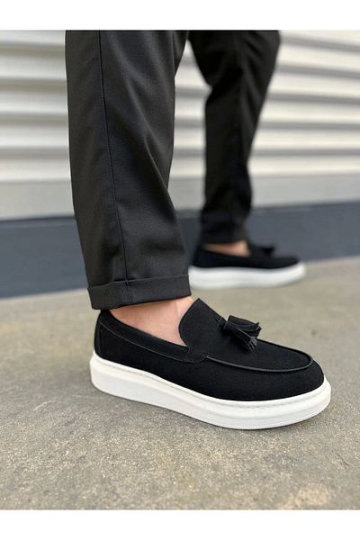 Joy Ayakkabı Komen Jy154 Blaze Laceless Tasseled Suede Men's Casual Sports Classic Shoes Sbt - Black