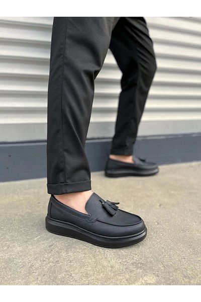Joy Ayakkabı Jy154 Blaze Laceless Tassel Skin Men's Daily Sports Classic Shoes Cst - Black