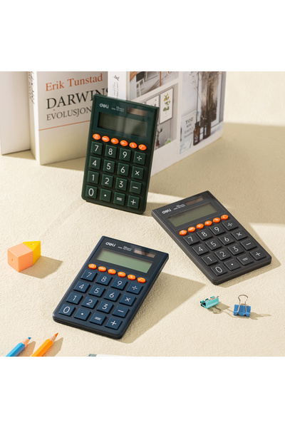 Deli آلة حاسبة محمولة EM130، 12 رقمًا، زرقاء اللون - مثالية للاستخدام المدرسي والمكتبي