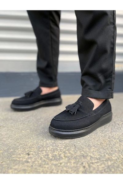 Joy Ayakkabı Komen Jy154 Blaze Laceless Tasseled Suede Men's Casual Sports Classic Shoes Sst - Black