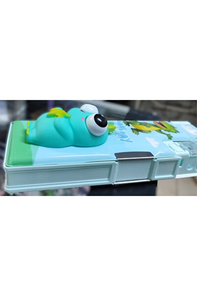 ada çanta kırtasiye 3 bölmeli kapaklı Sukuşi dinozor figürlü kalemtraşlı kalem kutusu