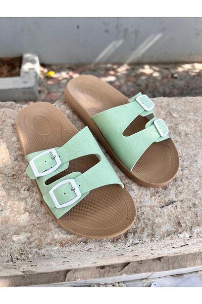 Minamoda Gzr Women's Double Buckle Slippers Soft Sole Women's Slippers