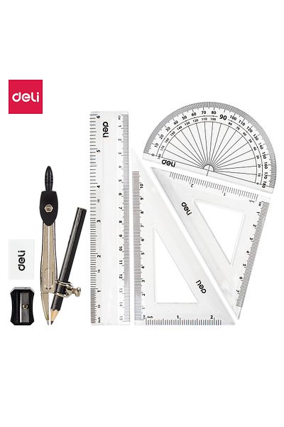 Deli EG30505 Drafting Set 8pcs - ideal for students and classroom geometry tasks