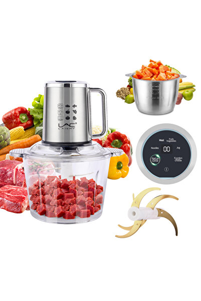 LAC LAICHY Electric Food Chopper with touch screen,3.8L,2 pots, 6 Blades Non-slip mat And Child Safety Lock