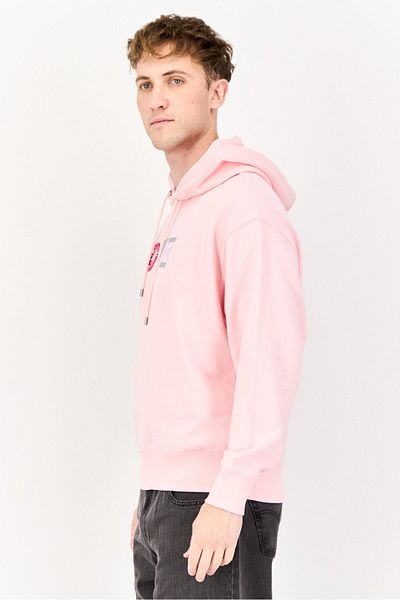 Esprit Men Hooded Embroidered Long Sleeve Sweatshirt, Pink