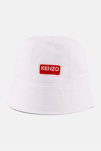 Kenzo Men Brand Logo Bucket Hat, White