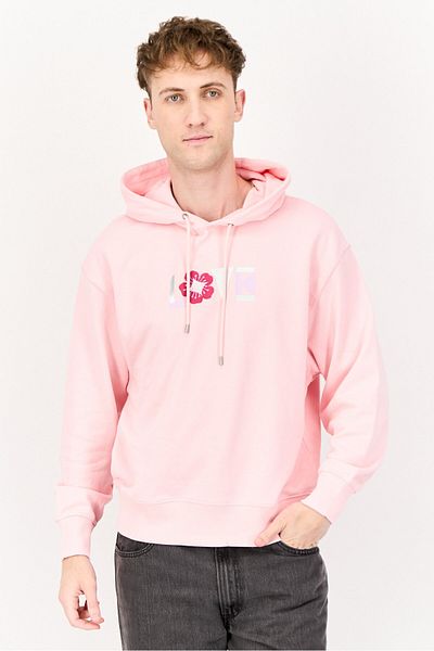 Esprit Men Hooded Embroidered Long Sleeve Sweatshirt, Pink