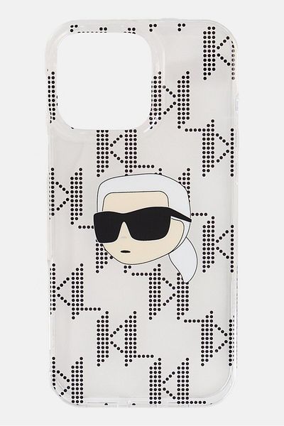 Karl Lagerfeld iPhone 16 Pro Max Electroplated Karl Head Monogram Design With Hard Case, Multicolor