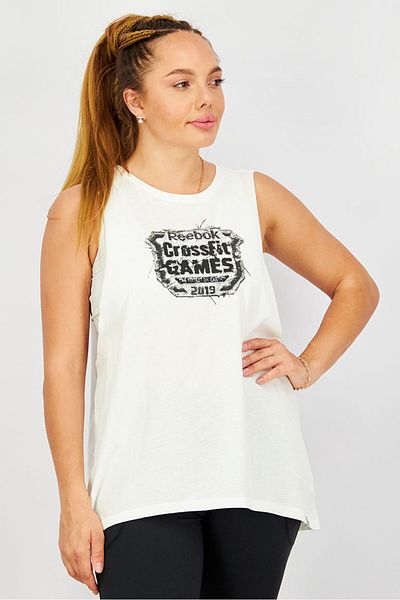 Reebok Women Sportswear Fit Training Tank Top, White and Black