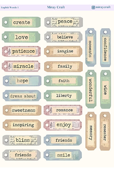 MirayDesign 1 autocolant tematic cu cuvinte în limba engleză (12x17 cm) pentr...
