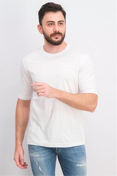 Diesel Men Crew Neck Short Sleeves Printed T-shirt, White