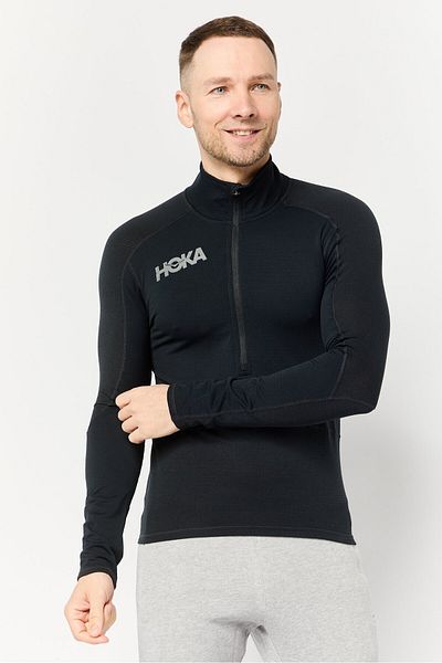 hoka Men Sportswear Fit Long Sleeve Outdoor Sweatshirts, Black