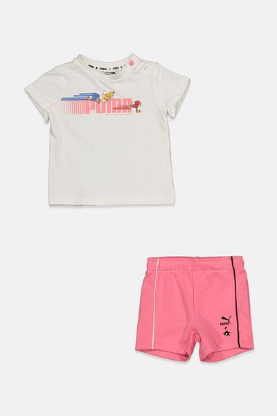 Puma Toddlers Girl 2 Piece Set Brand Logo Top With Short, Pink