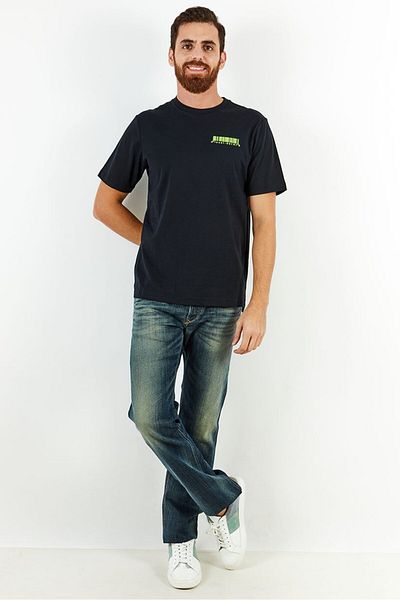 Diesel Men Crew Neck Short Sleeve Printed T-Shirt, Black