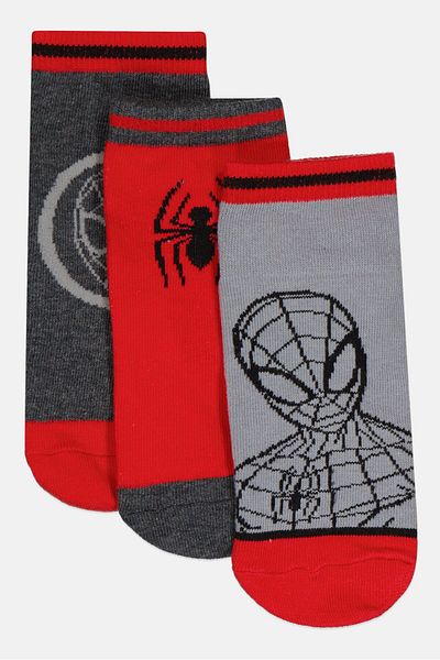 Marvel Kids Boy 3 Pairs Spiderman Socks, Multicolor
