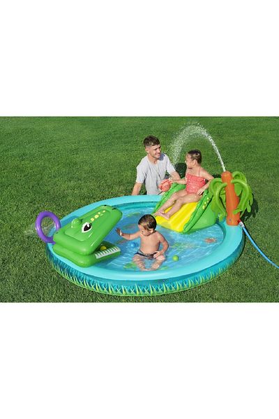 BESTWAY Crocodile Cove Inflatable Paddling Pool with Play Centre