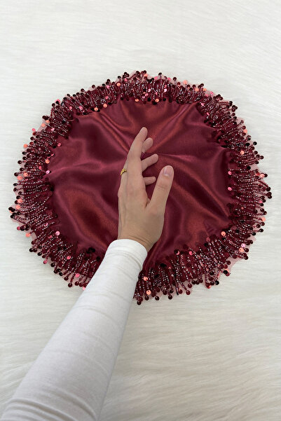 ZEYMERADE Bordo Gelin Damat Mendili, Işıl Işıl Pul Ve Boncuk İşlemeli, Düğün ...