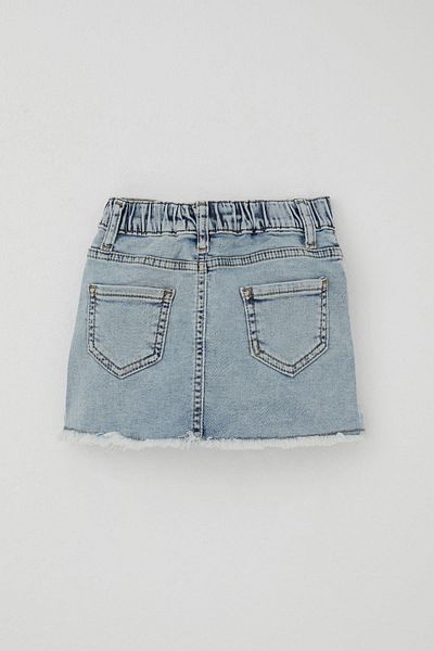 Breeze Girl's Jean Skirt Butterfly Embroidered Button Detail 1.5-5 Years, Light Blue